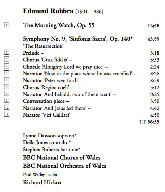 Edmund Rubbra, BBC National Chorus Of Wales And BBC National Orchestra Of Wales, Richard Hickox - Symphony No. 9 "Sinfonia Sacra"; The Morning Watch (CD, Album) (Near Mint (NM or M-)) - Image 4