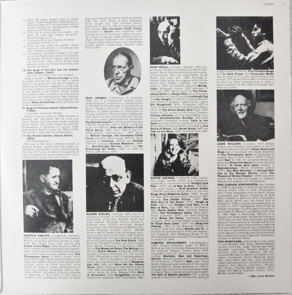 Robyn Archer, London Sinfonietta Conducted By Dominic Muldowney - Robyn Archer Sings Brecht (LP, Album, Gat) (Mint (M)) - Image 3