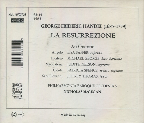 Georg Friedrich Händel, Nicholas McGegan - La Resurrezione (2xCD, Album) (Near Mint (NM or M-)) - Image 2