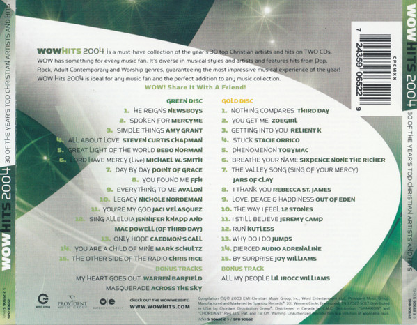 Various - WOW Hits 2004 (30 Of The Year's Top Christian Artists And Hits) (2xCD, Comp) (Mint (M)) - Image 2
