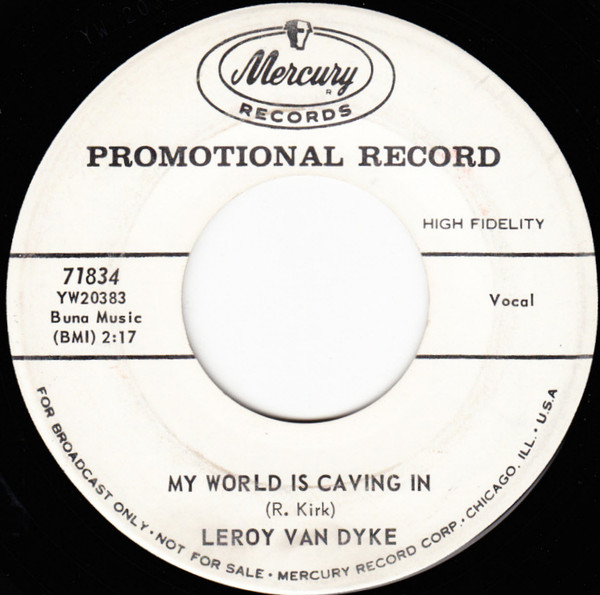 Leroy Van Dyke - Walk On By / My World Is Caving In (7", Single, Promo) (Very Good Plus (VG+)) - Image 2