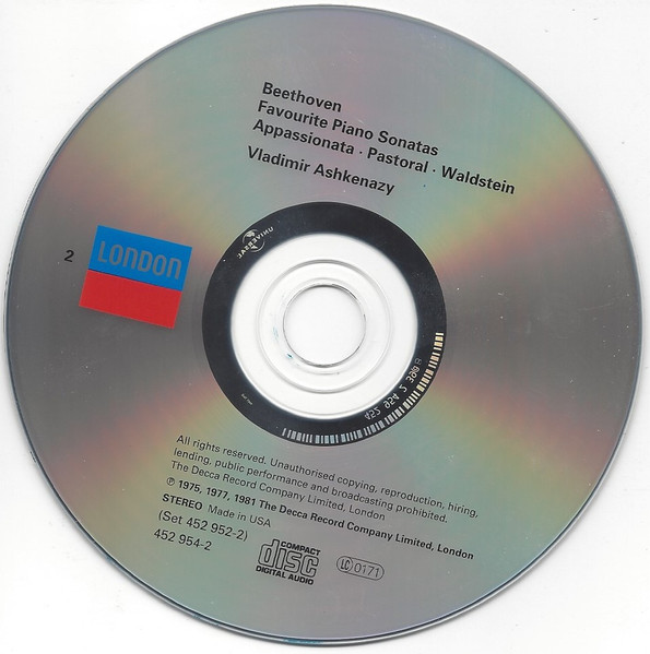 Ludwig van Beethoven, Vladimir Ashkenazy - Favourite Piano Sonatas (2xCD, Comp, RE, RM) (Near Mint (NM or M-)) - Image 3