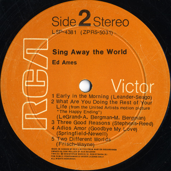 Ed Ames - Sing Away The World (LP) (Mint (M)) - Image 4