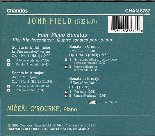 John Field (2) - Míċeál O'Rourke - Four Piano Sonatas (CD, Album) (Near Mint (NM or M-)) - Image 2