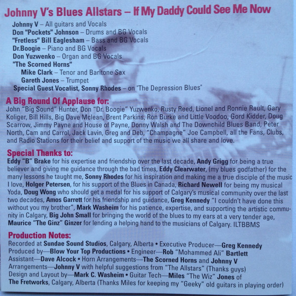 Johnny V's Blues Allstars - If My Daddy Could See Me Now (CD, Album) (Near Mint (NM or M-)) - Image 3