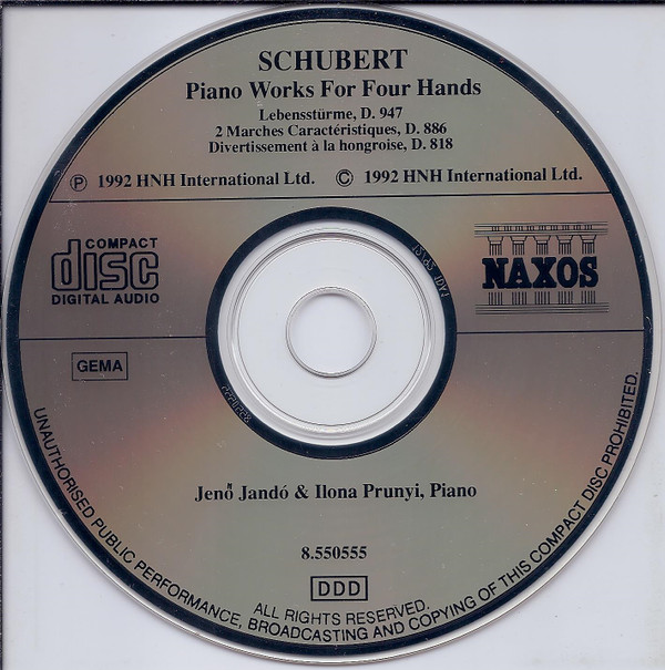 Franz Schubert - Jenö Jandó, Ilona Prunyi - Piano Works For Four Hands (CD, Album) (Near Mint (NM or M-)) - Image 3