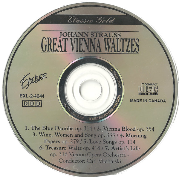 Johann Strauss Jr. - Orchester Der Wiener Staatsoper - Conductor: Carl Michalski - Great Vienna Waltzes (CD, Album) (Near Mint (NM or M-)) - Image 3