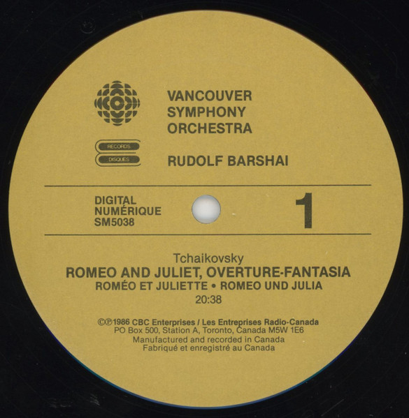Pyotr Ilyich Tchaikovsky - Vancouver Symphony Orchestra, Rudolf Barshai - Tchaikovsky: Romeo And Juliet • Francesca Da Rimini (LP) (Mint (M)) - Image 2