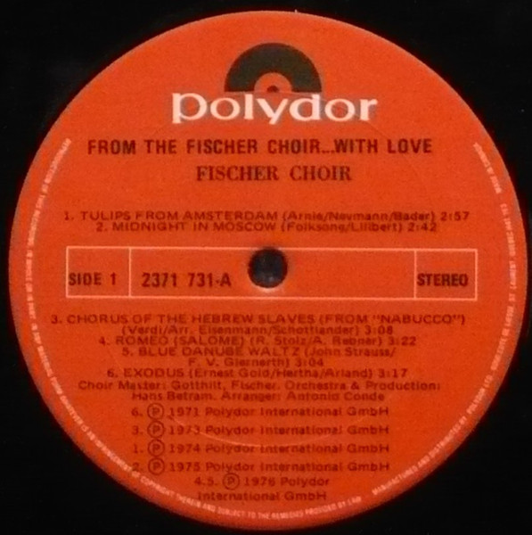 Fischer Chöre - From The Fischer Choir...With Love (LP, Comp) (Mint (M)) - Image 2