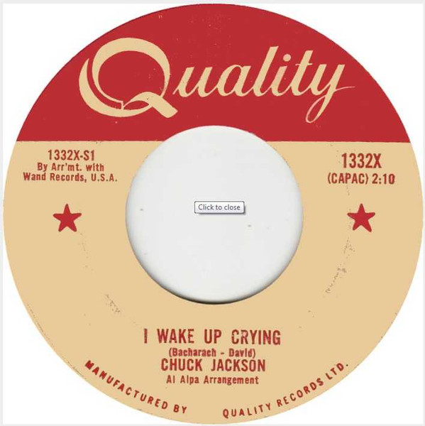 Chuck Jackson - I Wake Up Crying (7", Single) (Very Good Plus (VG+))