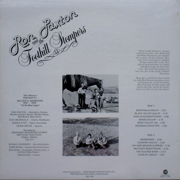 Ron Paxton And The Foothill Stompers - Ron Paxton And The Foothill Stompers (LP, Album) (Mint (M)) - Image 2