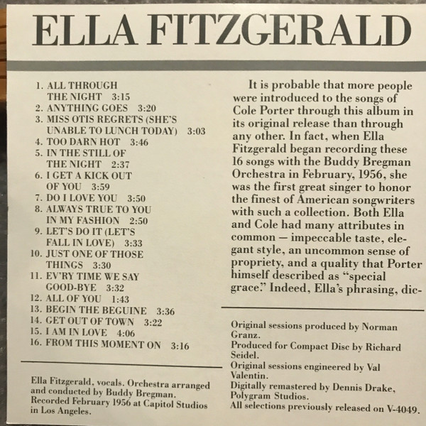 Ella Fitzgerald - The Cole Porter Songbook Volume One (CD, Album, Club, RE, RM) (Near Mint (NM or M-)) - Image 4