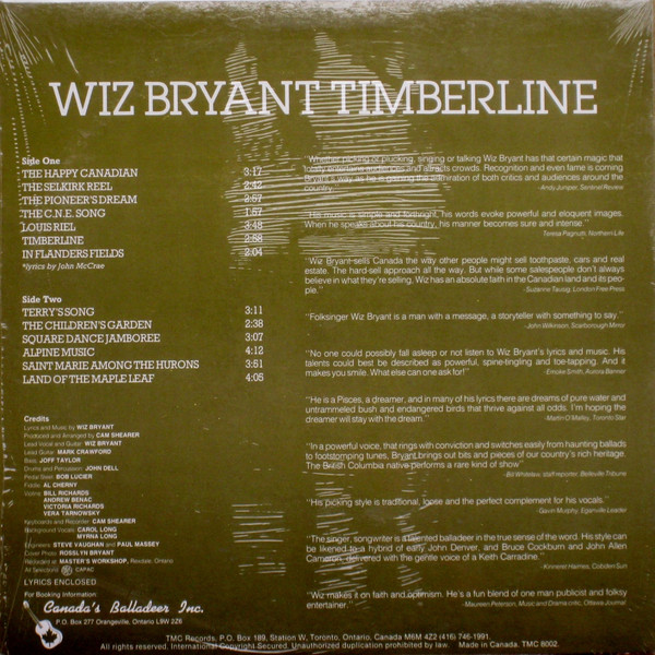 Wiz Bryant - Timberline (LP, Album) (Mint (M)) - Image 2