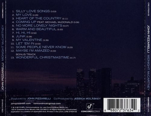 John Pizzarelli - Midnight McCartney (CD, Album) (Near Mint (NM or M-)) - Image 2