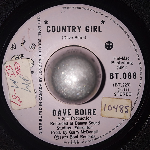 Dave Boire - Country Girl (7", Single) (Fair (F))