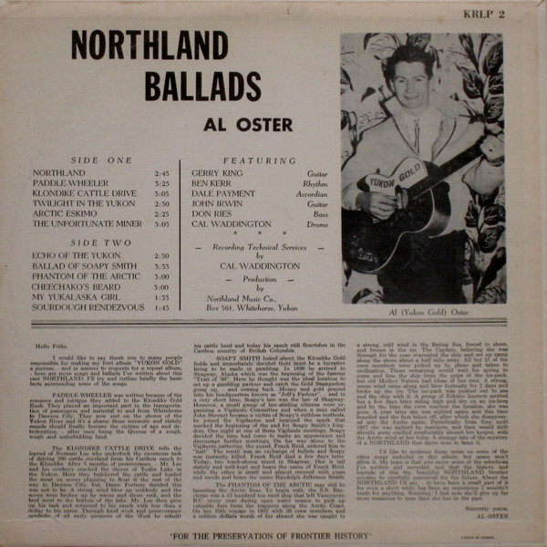 Al Oster - Northland Ballads (LP, Album) (Mint (M)) - Image 2