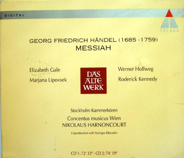Georg Friedrich Händel - Elizabeth Gale • Marjana Lipovšek • Werner Hollweg • Roderick Kennedy • Kammarkören • Concentus Musicus Wien • Nikolaus Harnoncourt - Messiah (2xCD, Album, RE) (Near Mint (NM or M-)) - Image 3