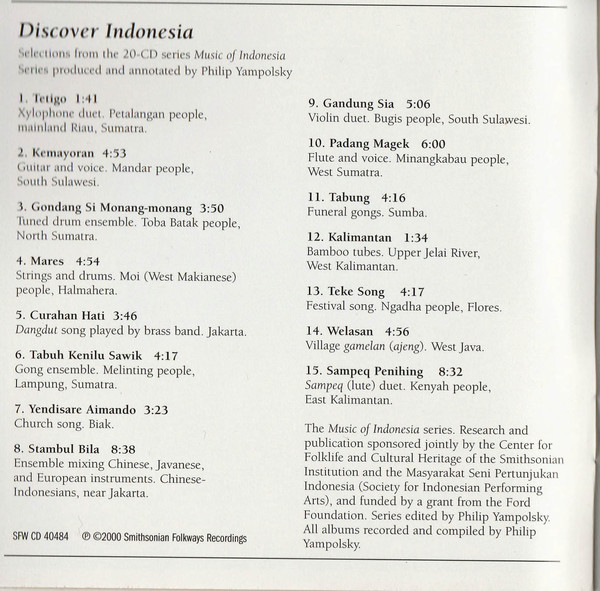 Various - Discover Indonesia: Music Of Indonesia (HDCD, Comp) (Near Mint (NM or M-)) - Image 2