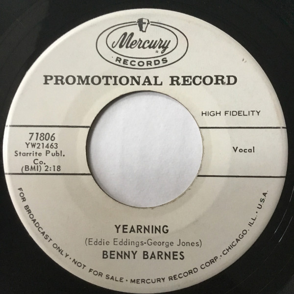 Benny Barnes - Yearning / Go On,Go On (7", Promo) (Good Plus (G+))