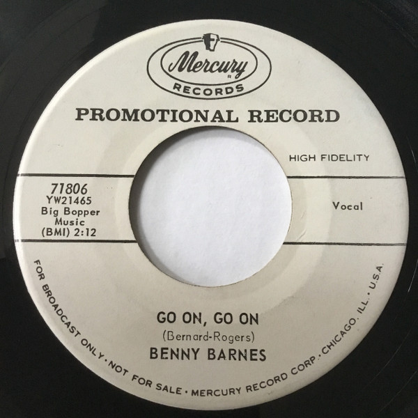 Benny Barnes - Yearning / Go On,Go On (7", Promo) (Good Plus (G+)) - Image 2