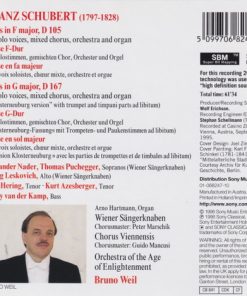 Alternative view of Franz Schubert - Die Wiener Sängerknaben, Chorus Viennensis, Orchestra Of The Age Of Enlightenment, Bruno Weil - Mass In F Major, D 105 / Mass In G Major, D 167 (CD, Album) (Near Mint (NM or M-))
