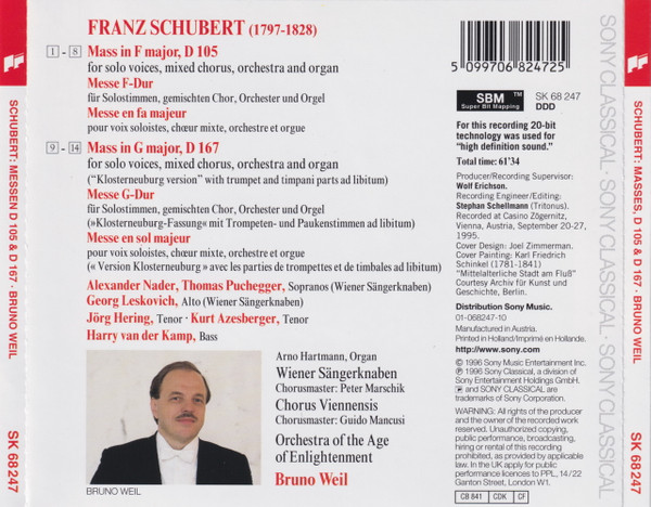 Franz Schubert - Die Wiener Sängerknaben, Chorus Viennensis, Orchestra Of The Age Of Enlightenment, Bruno Weil - Mass In F Major, D 105 / Mass In G Major, D 167 (CD, Album) (Near Mint (NM or M-)) - Image 2