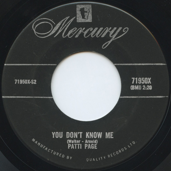 Patti Page With The Merry Melody Singers - You Don't Know Me / Most People Get Married (7", Single) (Near Mint (NM or M-))