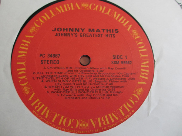 Johnny Mathis - Johnny's Greatest Hits (LP, Comp, RE) (Mint (M)) - Image 3