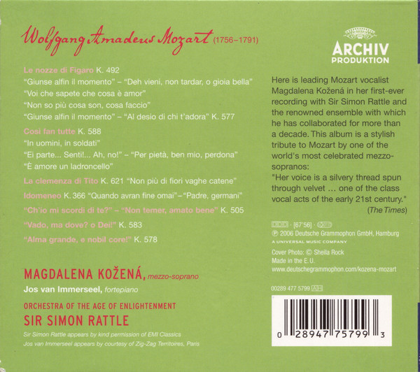 Wolfgang Amadeus Mozart, Magdalena Kožená, Sir Simon Rattle, Orchestra Of The Age Of Enlightenment - Mozart Arias (CD, Album, Dig) (Mint (M)) - Image 4