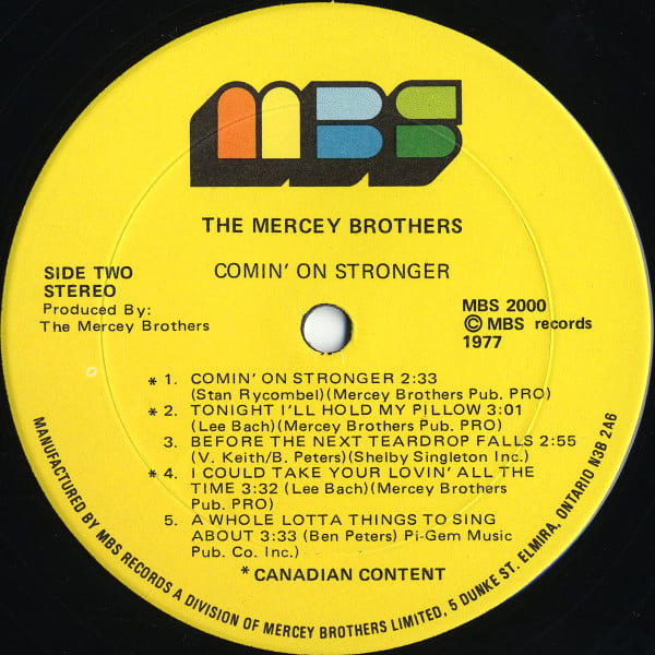 The Mercey Brothers - Comin' On Stronger (LP) (Mint (M)) - Image 4