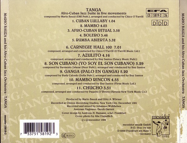 Mario Bauzá And His Afro-Cuban Jazz Orchestra - Tanga (CD, Album) (Near Mint (NM or M-)) - Image 2