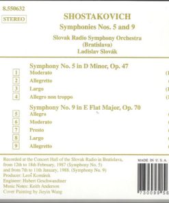 Alternative view of Dmitri Shostakovich – Slovak Radio Symphony Orchestra, Ladislav Slovák - Symphonies Nos. 5 And 9 (CD, RE) (Near Mint (NM or M-))