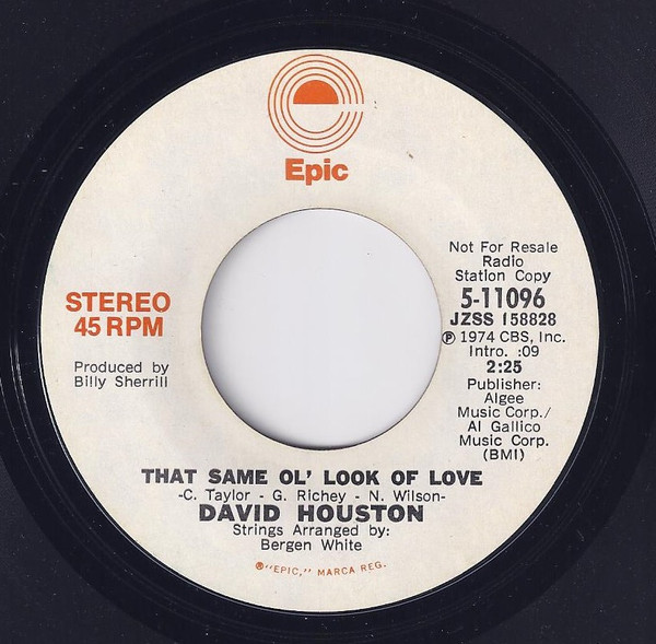 David Houston - That Same Ol' Look Of Love (7", Mono, Promo) (Very Good (VG)) - Image 2