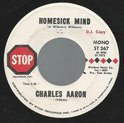 Charles Aaron - Homesick Mind (7", Single, Mono, Promo) (Very Good Plus (VG+)) - Image 2