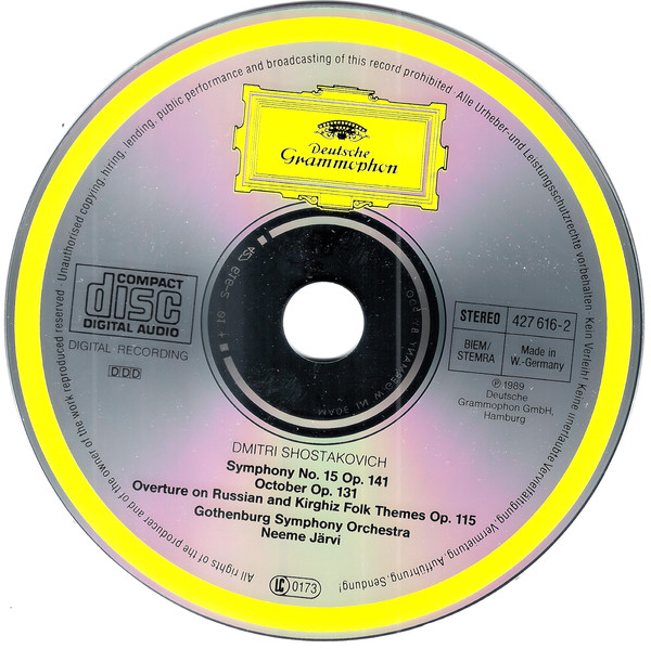 Dmitri Shostakovich - Göteborgs Symfoniker, Neeme Järvi - Symphony No. 15 • October • Overture On Russian & Kirghiz Folk Themes (CD, Album) (Mint (M)) - Image 3