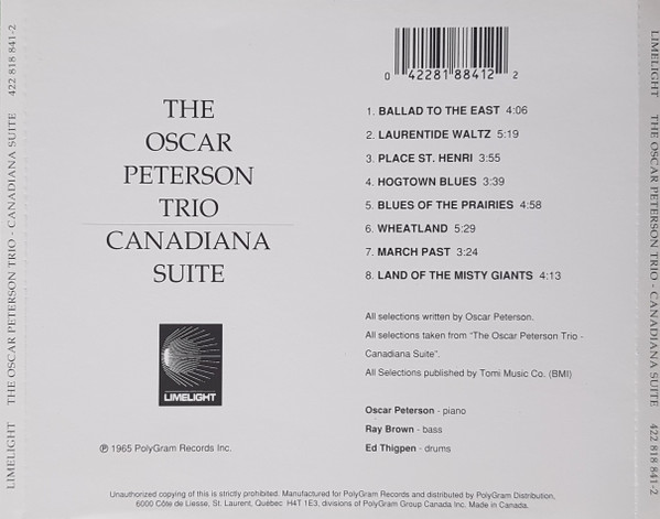 The Oscar Peterson Trio - Canadiana Suite (CD, Album, RE) (Near Mint (NM or M-)) - Image 2