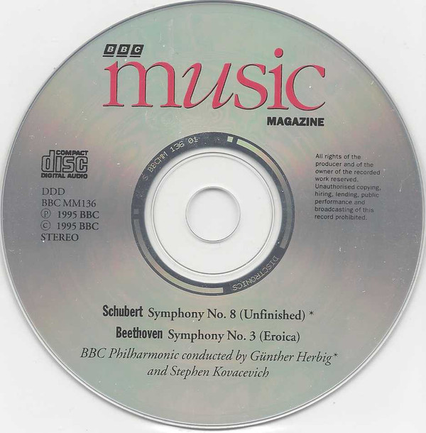 Ludwig Van Beethoven / Franz Schubert, BBC Philharmonic, Stephen Bishop-Kovacevich / Günther Herbig - Symphony No.3 Eroica / Symphony No.8 Unfinished (CD) (Near Mint (NM or M-)) - Image 4