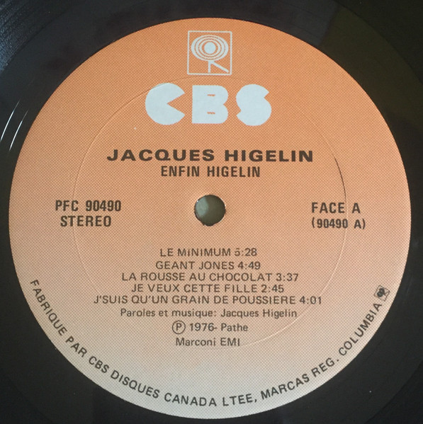 Jacques Higelin - Enfin Higelin (LP, Album) (Mint (M)) - Image 3