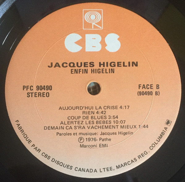 Jacques Higelin - Enfin Higelin (LP, Album) (Mint (M)) - Image 4