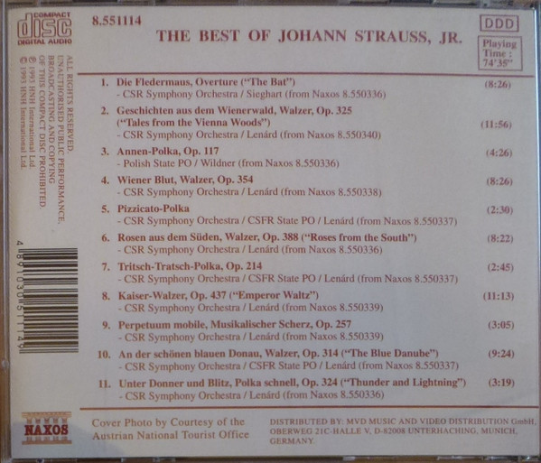 Johann Strauss Jr. - The Best Of Johann Strauss, Jr. (CD, Comp) (Near Mint (NM or M-)) - Image 2