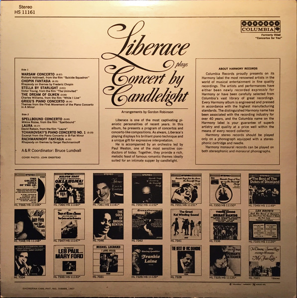 Liberace - Plays Concert By Candlelight (LP, Album) (Mint (M)) - Image 2