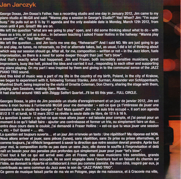 Jan Jarczyk With Fraser Hollins And Jim Doxas - Full Circle (CD, Album) (Mint (M)) - Image 5