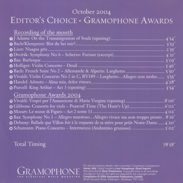 Various - Gramophone Editor's Choice (The Top Ten Discs): October 2004 (CD, Comp) (Near Mint (NM or M-)) - Image 2