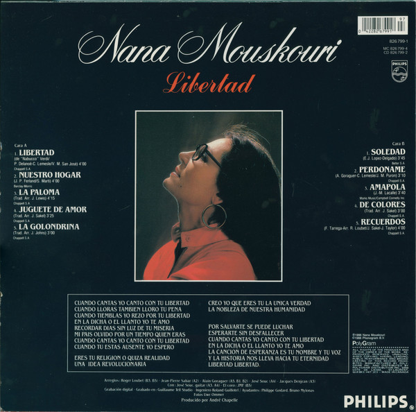 Nana Mouskouri - Libertad (LP, Album) (Mint (M)) - Image 2
