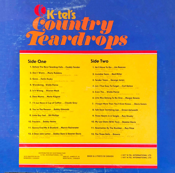 Various - K-Tel's Country Teardrops (LP, Comp) (Mint (M)) - Image 3