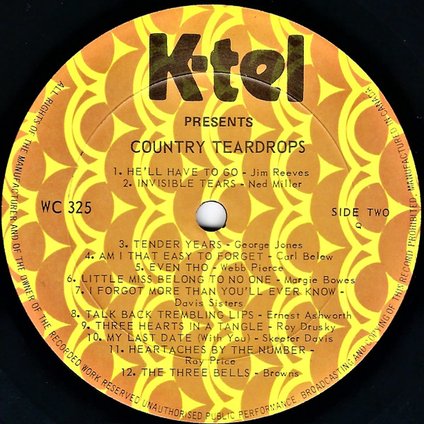 Various - K-Tel's Country Teardrops (LP, Comp) (Mint (M)) - Image 2