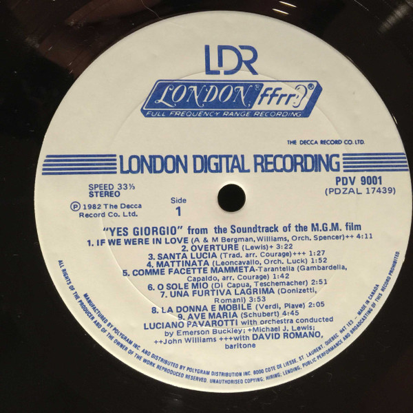 Luciano Pavarotti - Yes, Giorgio (LP, Gat) (Mint (M)) - Image 3