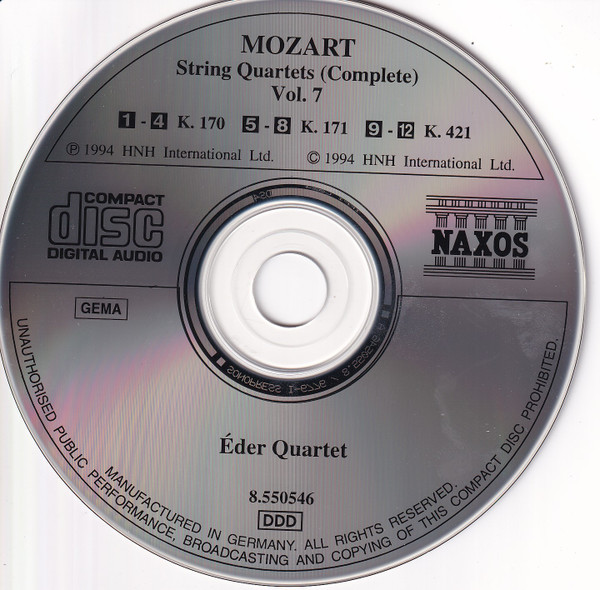 Wolfgang Amadeus Mozart - Éder Quartet - String Quartets (Complete) Vol. 7 - K. 170 • K. 171 • K. 421 (CD, Album) (Near Mint (NM or M-)) - Image 4