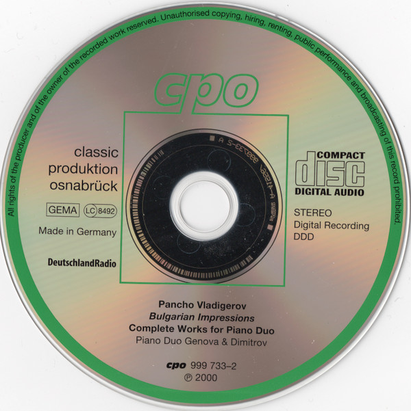Pancho Vladigerov, Piano Duo Genova & Dimitrov - Bulgarian Impressions: Complete Works for Piano Duo (CD, Album) (Near Mint (NM or M-)) - Image 3
