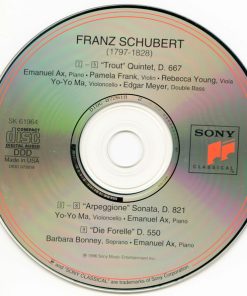 Alternative view of Franz Schubert, Emanuel Ax, Pamela Frank, Rebecca Young, Yo-Yo Ma, Edgar Meyer, Barbara Bonney - Quintet Op. 114 "The Trout"/"Die Forelle"/"La Truite" (CD, Album, SBM) (Near Mint (NM or M-))